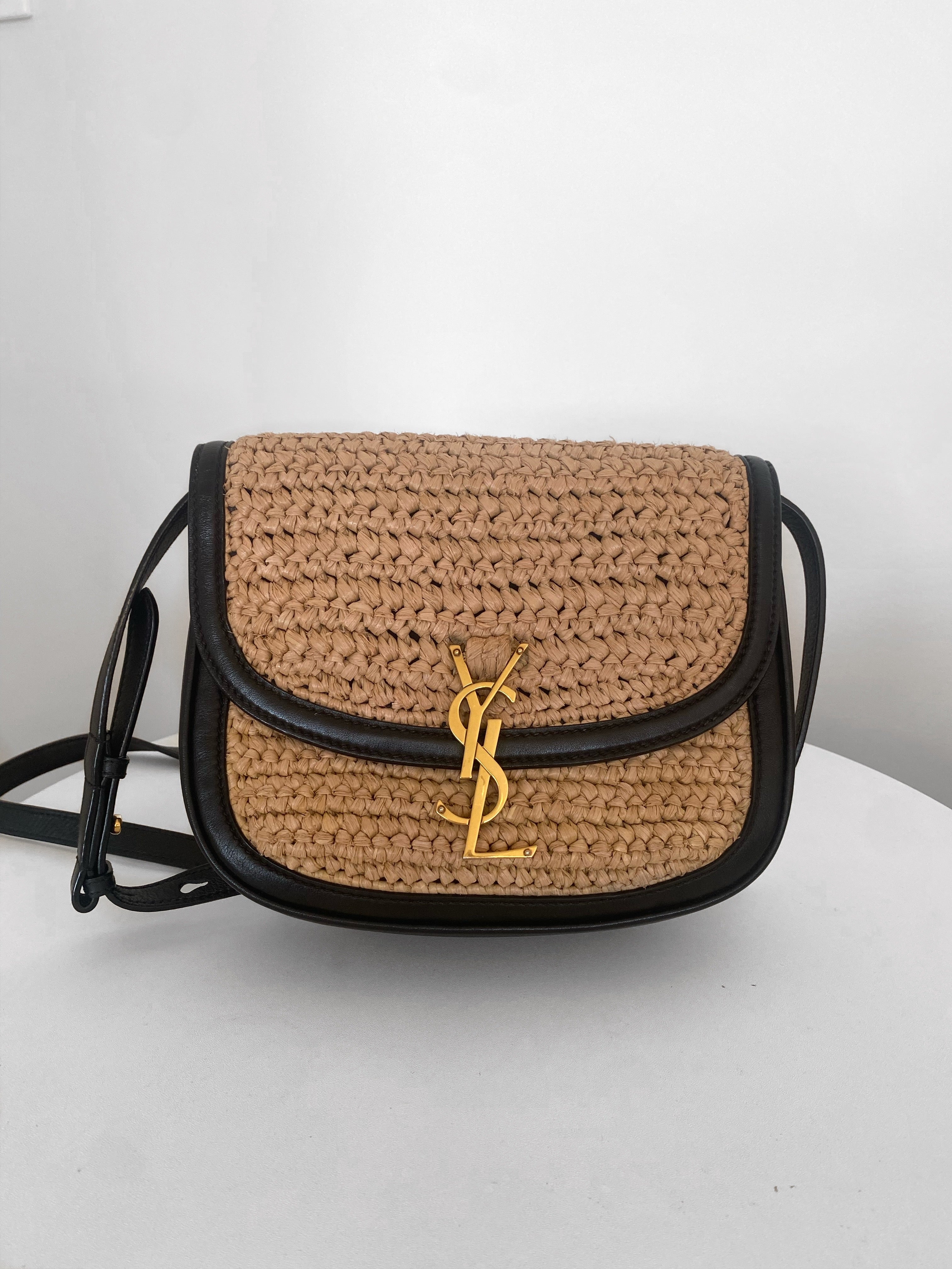 Small Ysl Straw Crossbody SAINT LAURENT Manon Mini Leather-trimmed