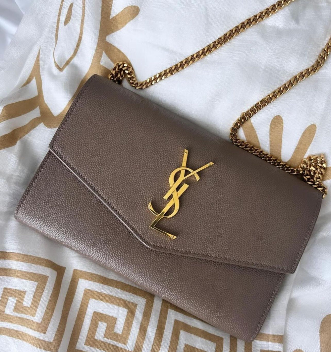 Saint Laurent Uptown Chain Wallet Taupe