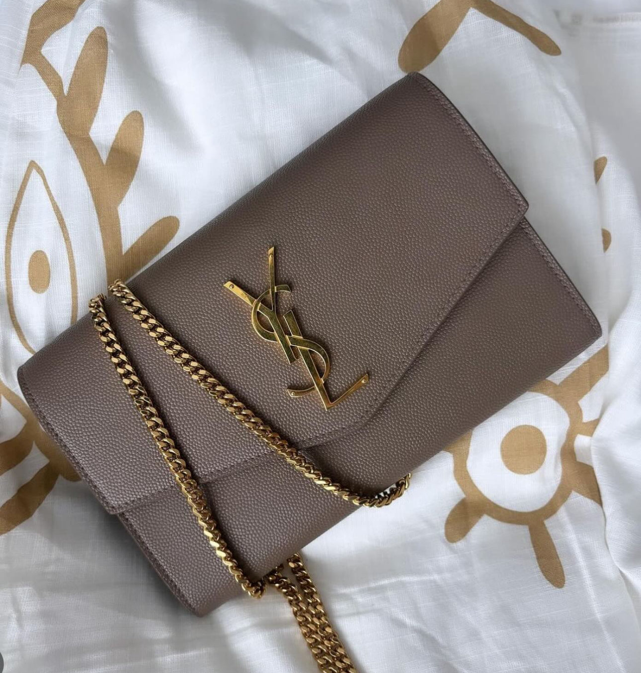 Saint Laurent Uptown Chain Wallet Taupe