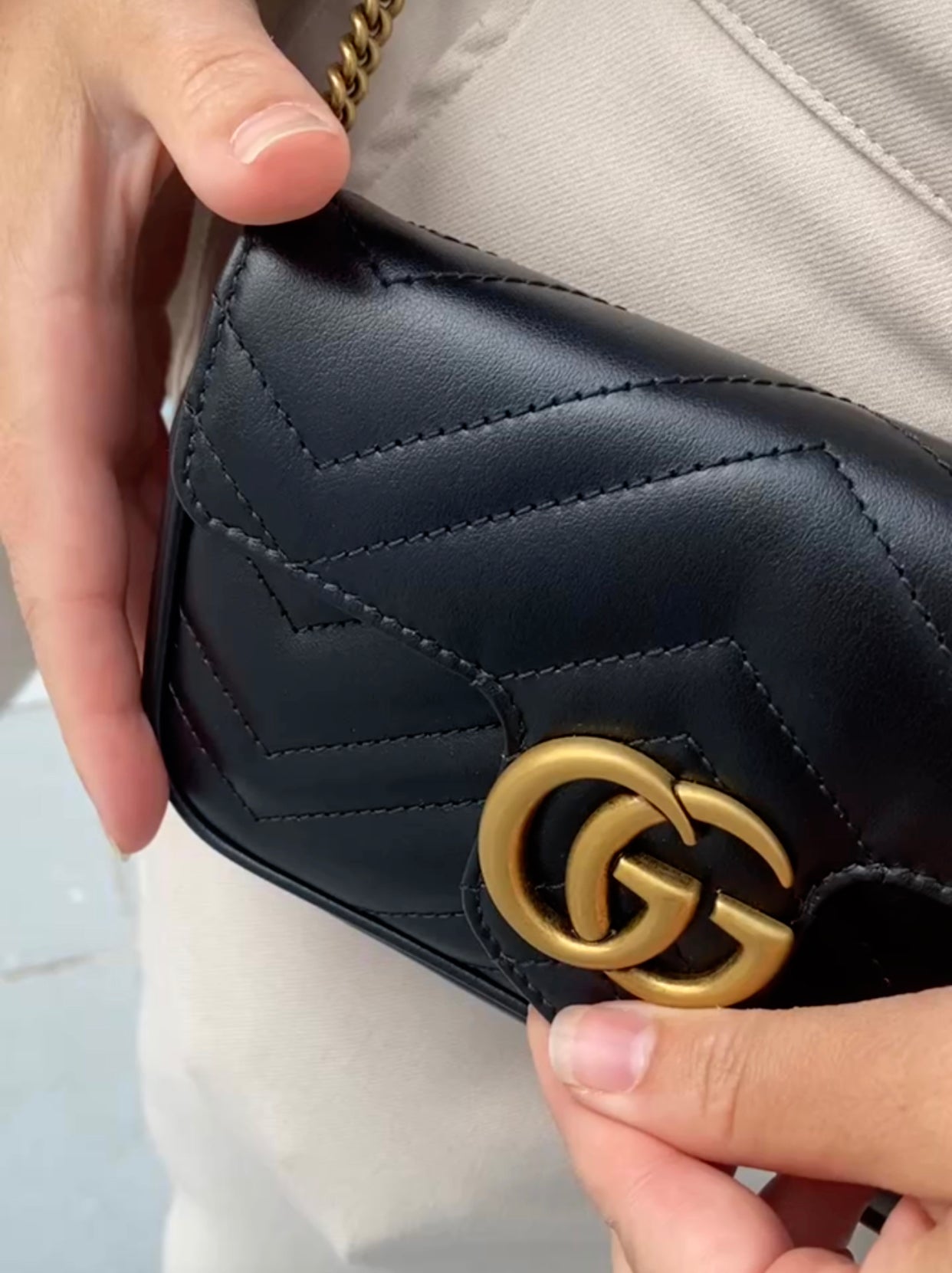 Gucci Super Mini Marmont Blk/Gld